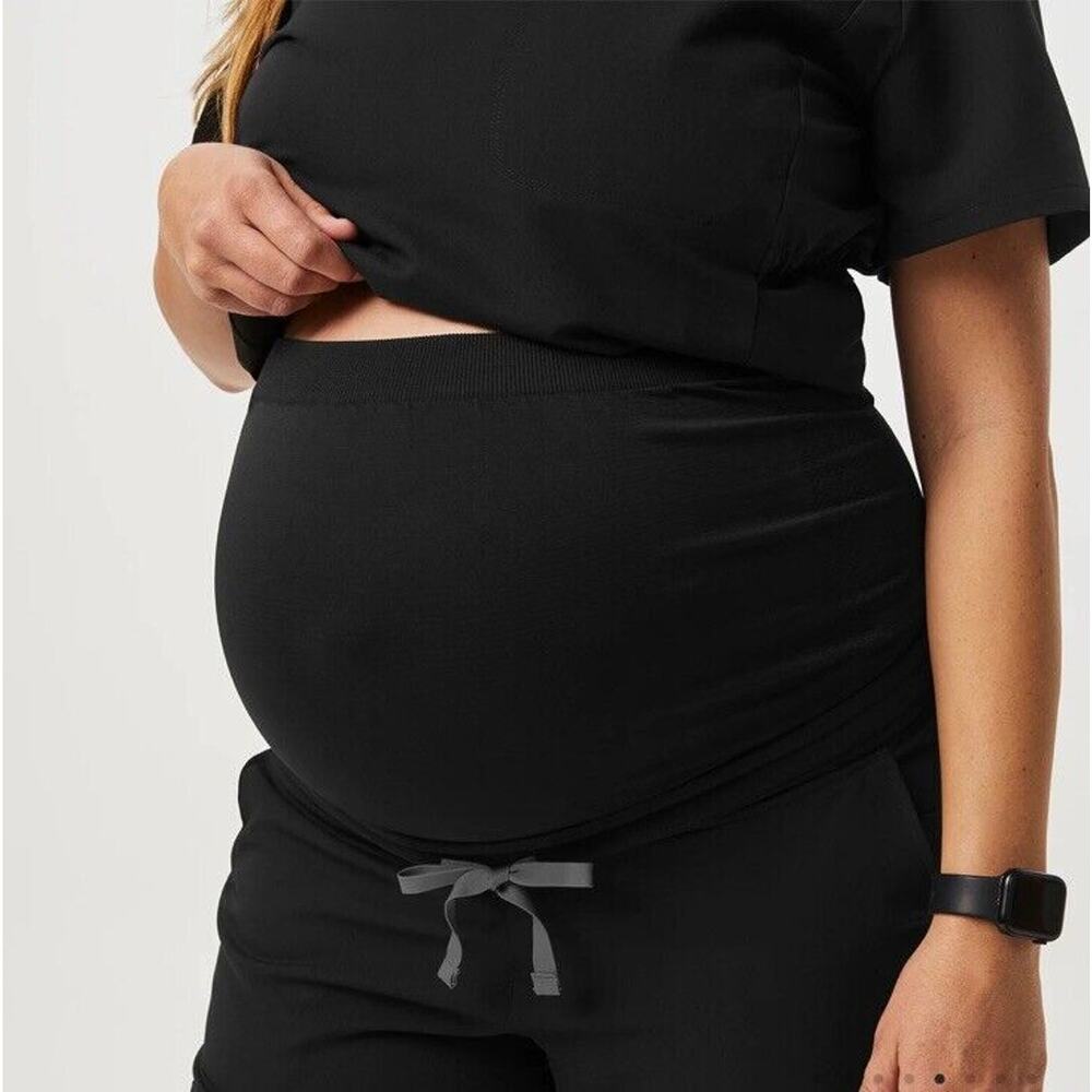 Figs Yola Maternity Scrubs Pants Womens Size M 30"Black Pregnant Nurse Technical